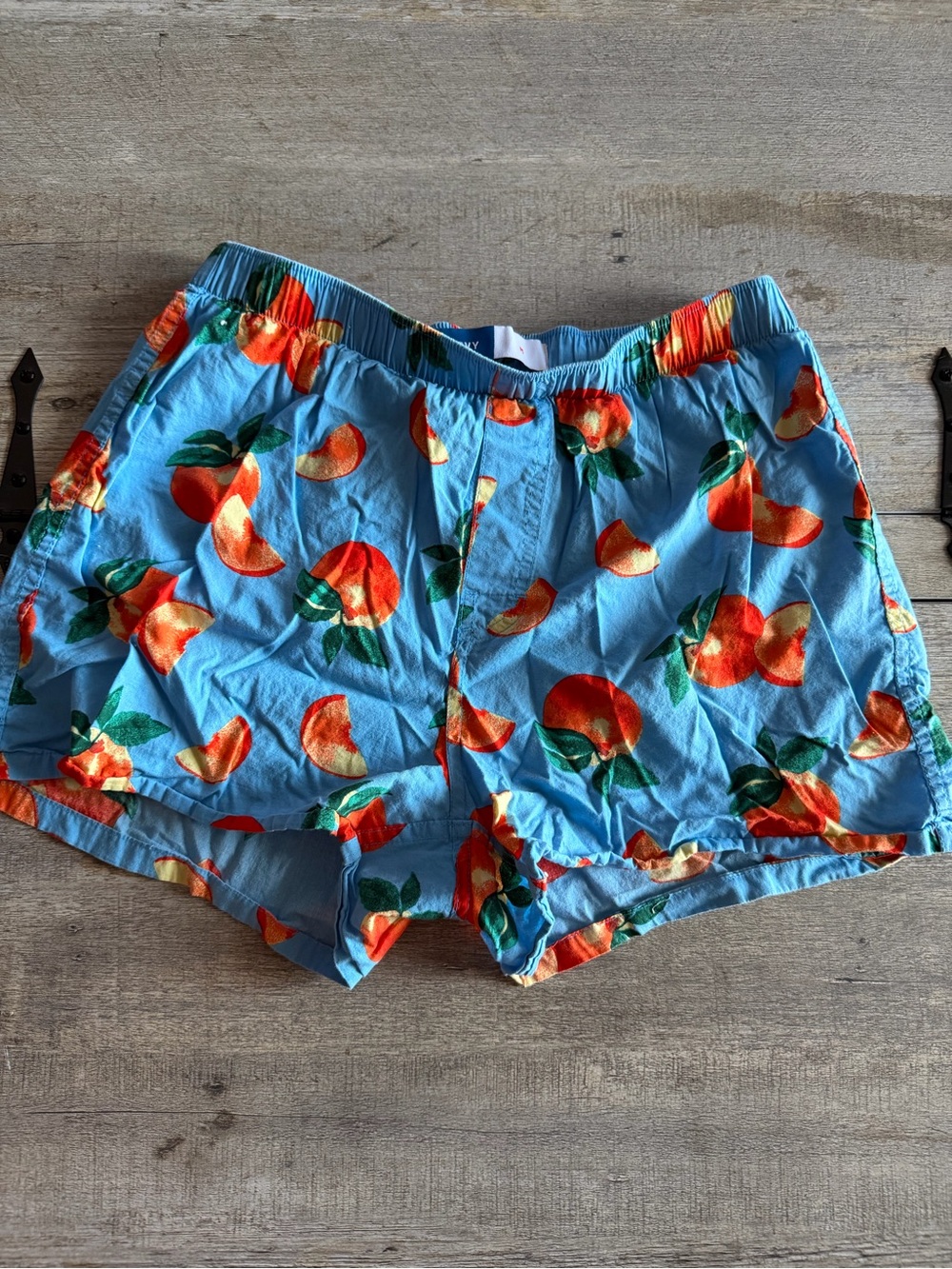 Old Navy Blue Peach-Print Elastic Waist Pajama Shorts
